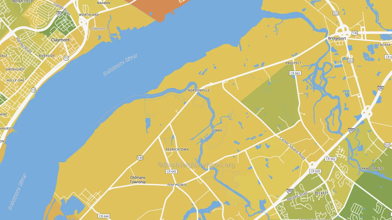 Map of the best neighborhoods in the Nortonville area, with better matches in green and worse matches in red