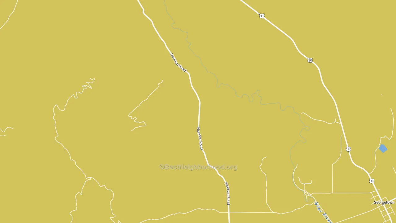 Map of the best neighborhoods in the Nounan area, with better matches in green and worse matches in red