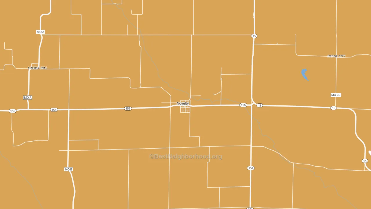 Map of the best neighborhoods in the Novelty area, with better matches in green and worse matches in red