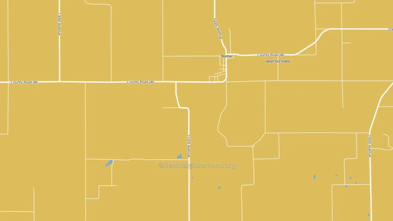 Map of the best neighborhoods in the Numa area, with better matches in green and worse matches in red