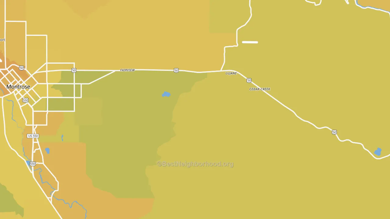 Map of the best neighborhoods in the Oak Grove area, with better matches in green and worse matches in red