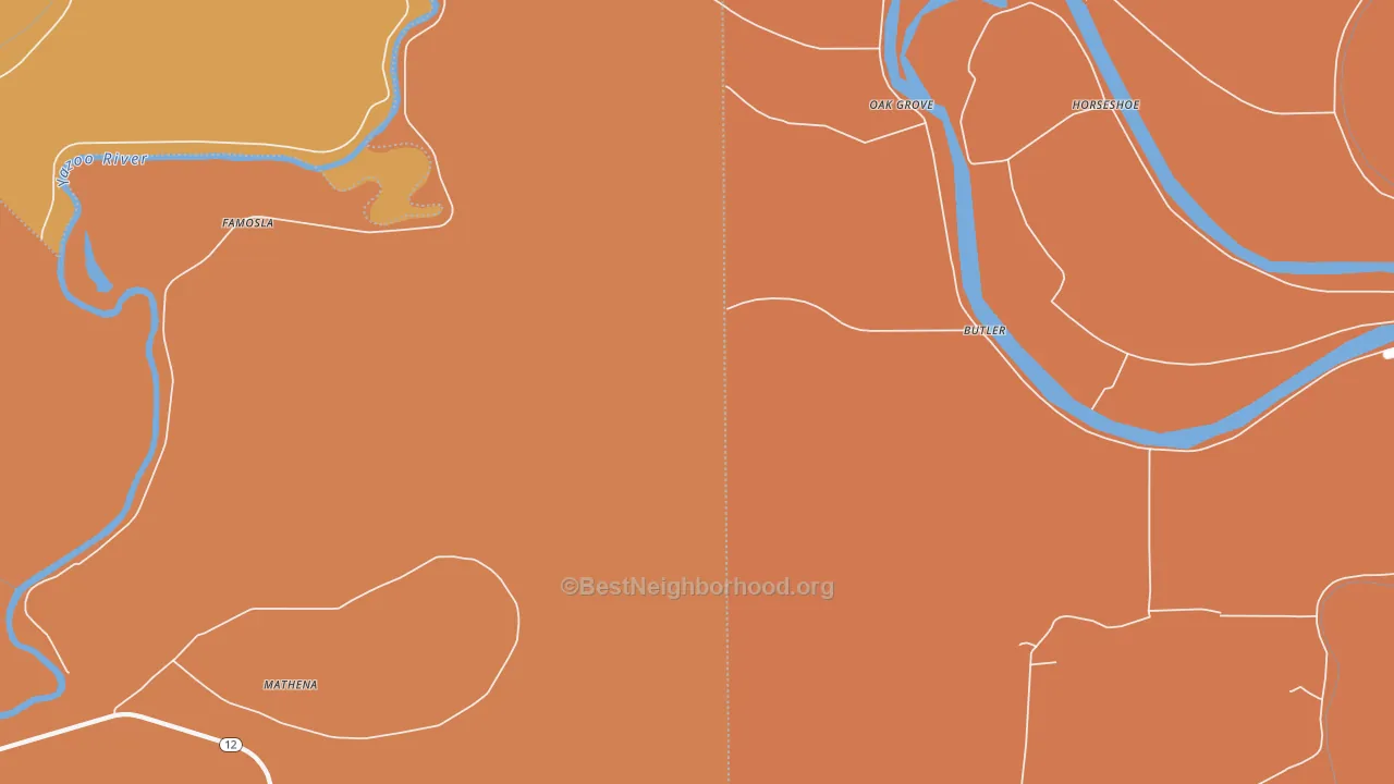 Map of the best neighborhoods in the Oak Grove area, with better matches in green and worse matches in red