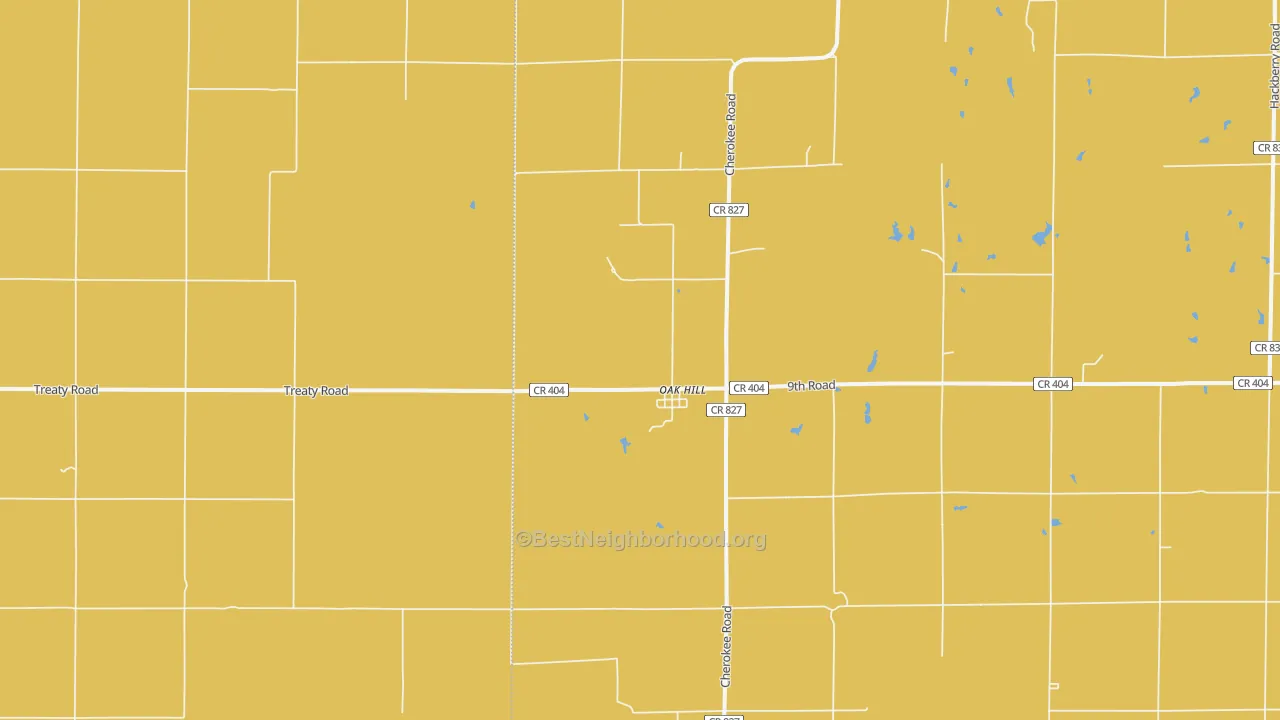 Map of the best neighborhoods in the Oak Hill area, with better matches in green and worse matches in red