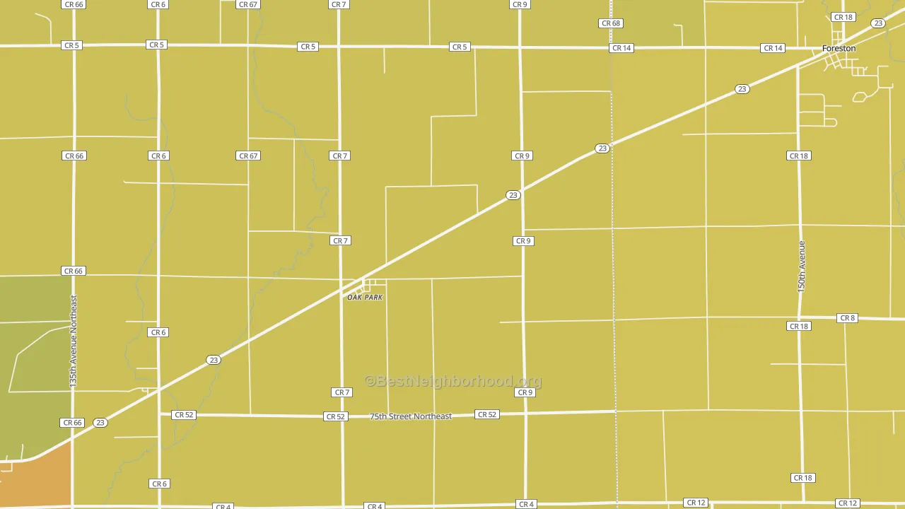 Map of the best neighborhoods in the Oak Park area, with better matches in green and worse matches in red