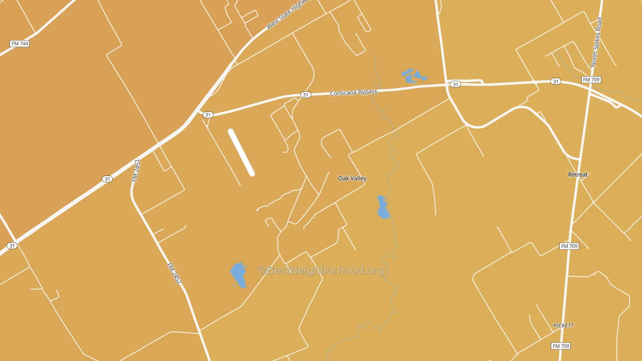 Map of the best neighborhoods in the Oak Valley area, with better matches in green and worse matches in red