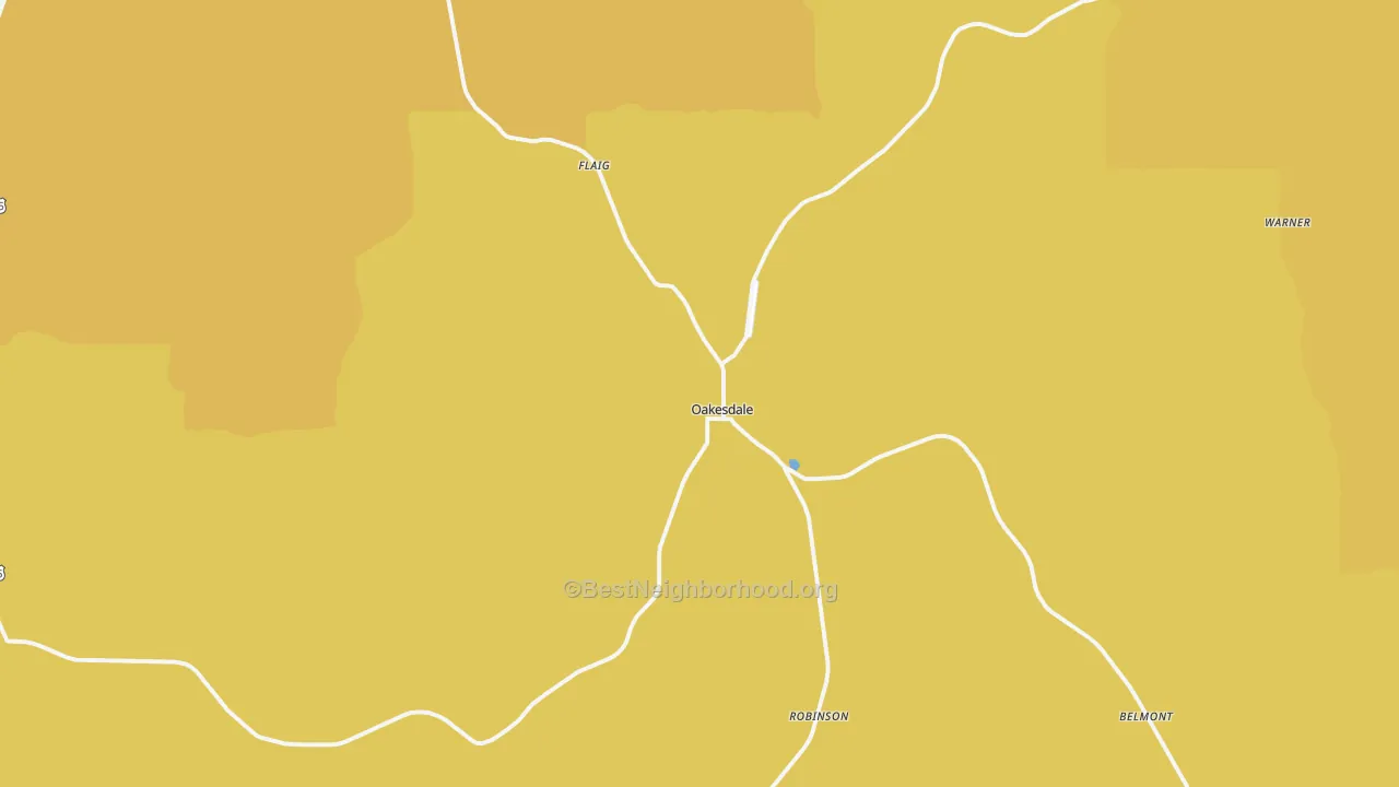 Map of the best neighborhoods in the Oakesdale area, with better matches in green and worse matches in red