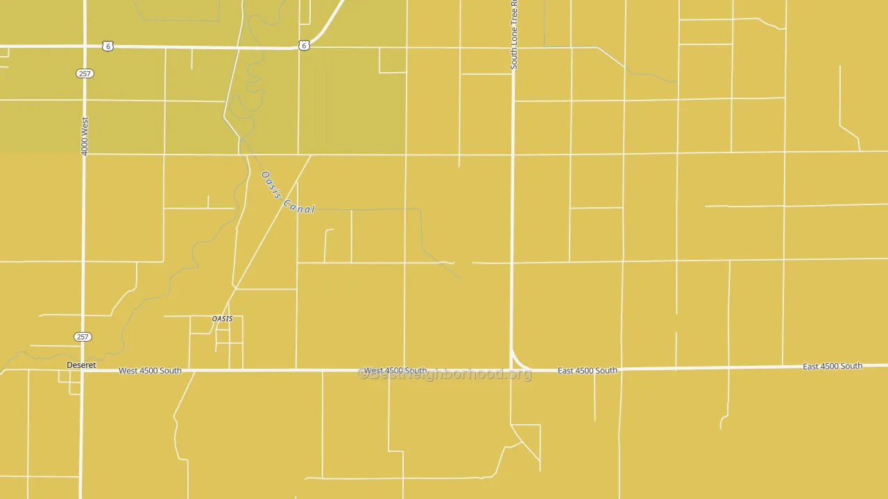 Map of the best neighborhoods in the Oasis area, with better matches in green and worse matches in red