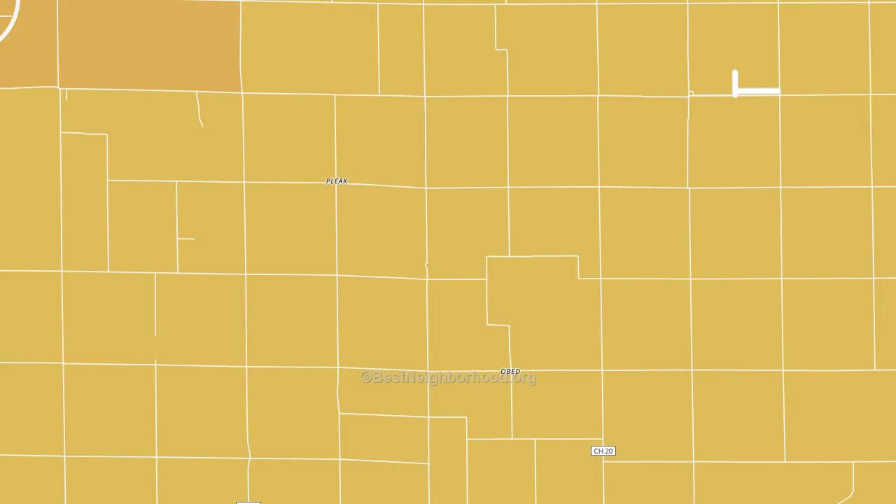 Map of the best neighborhoods in the Obed area, with better matches in green and worse matches in red