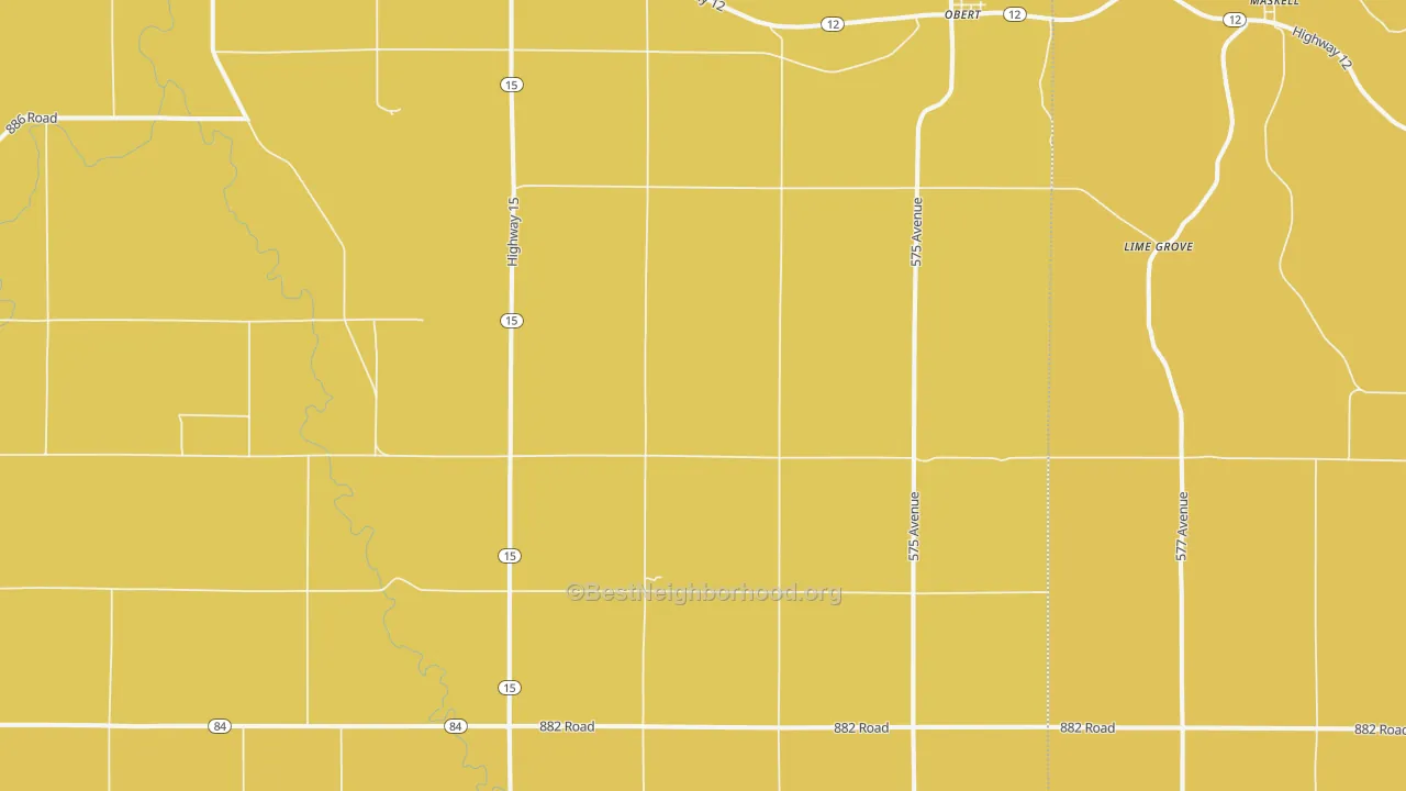 Map of the best neighborhoods in the Obert area, with better matches in green and worse matches in red
