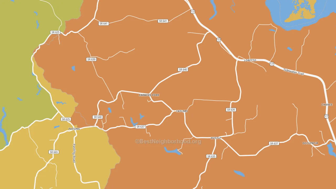 Map of the best neighborhoods in the Occupacia area, with better matches in green and worse matches in red