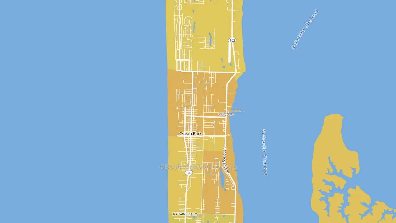 Map of the best neighborhoods in the Ocean Park area, with better matches in green and worse matches in red