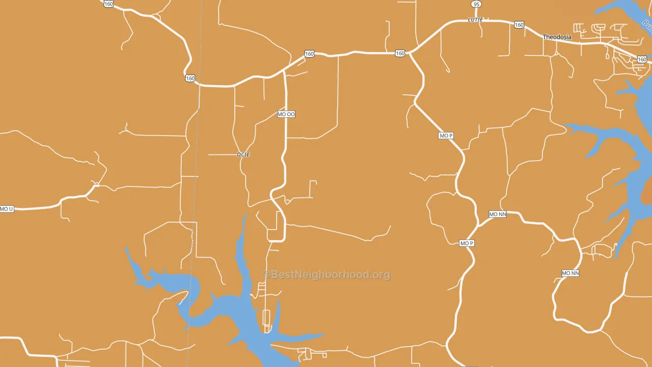 Map of the best neighborhoods in the Ocie area, with better matches in green and worse matches in red