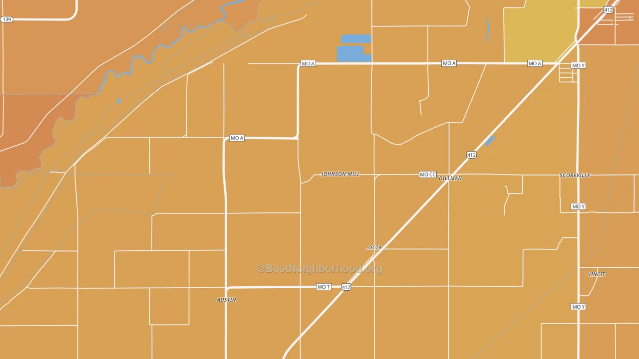 Map of the best neighborhoods in the Octa area, with better matches in green and worse matches in red