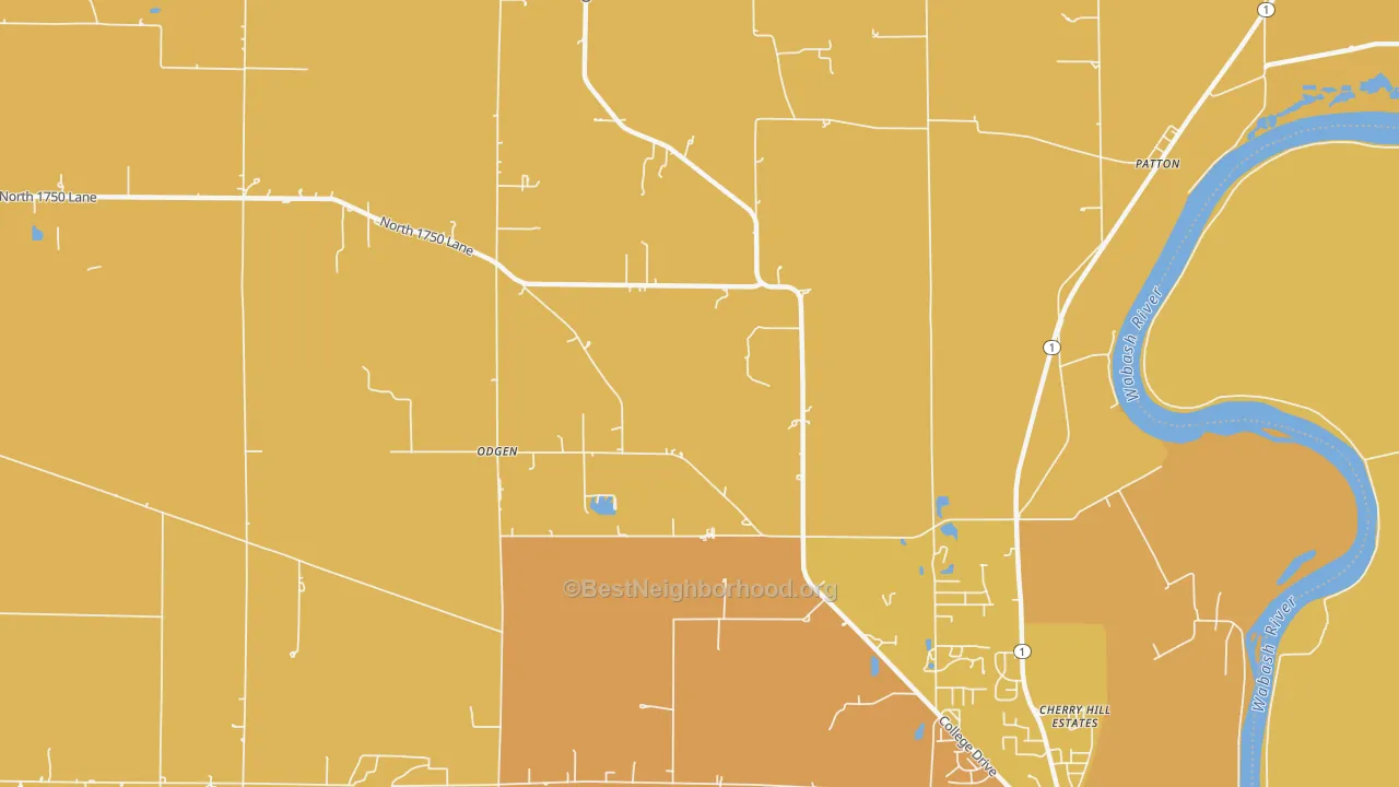 Map of the best neighborhoods in the Odgen area, with better matches in green and worse matches in red