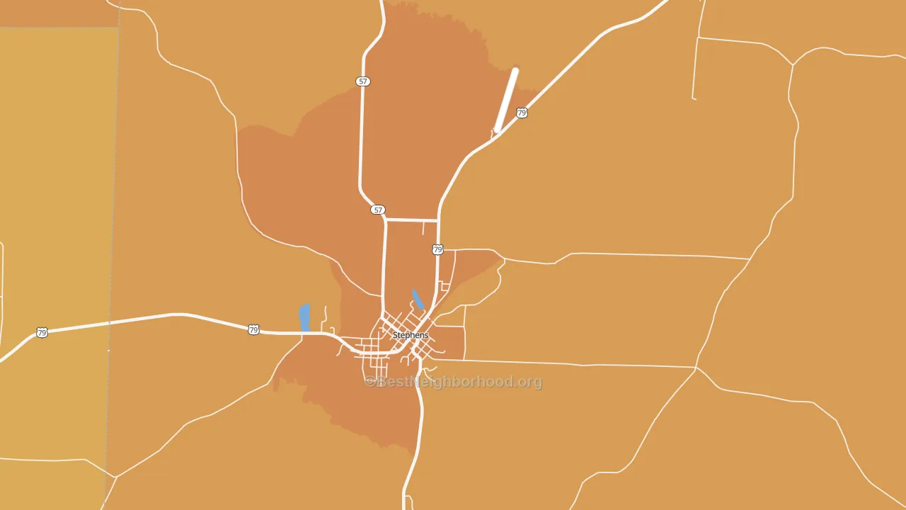 Map of the best neighborhoods in the Ogemaw area, with better matches in green and worse matches in red