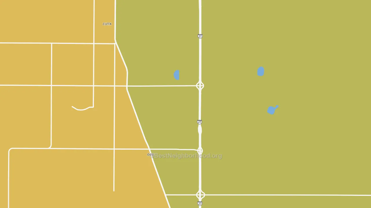 Map of the best neighborhoods in the Ogg area, with better matches in green and worse matches in red