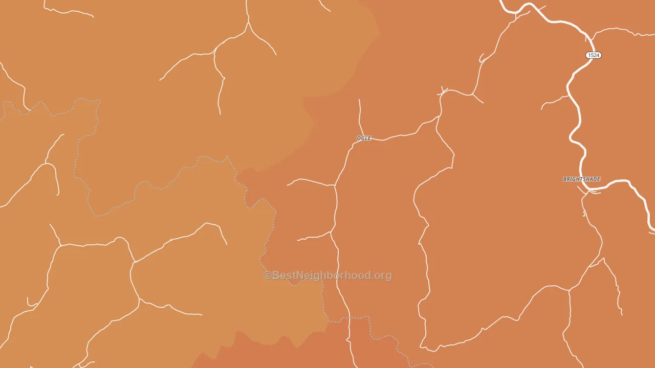 Map of the best neighborhoods in the Ogle area, with better matches in green and worse matches in red