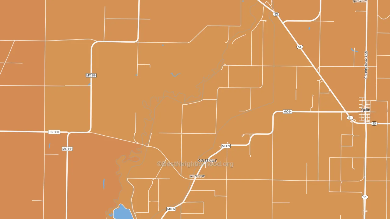 Map of the best neighborhoods in the Oglesville area, with better matches in green and worse matches in red