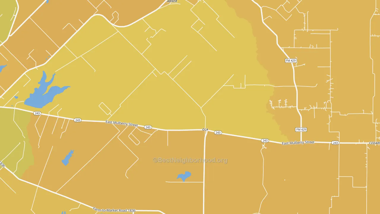 Map of the best neighborhoods in the Ola area, with better matches in green and worse matches in red