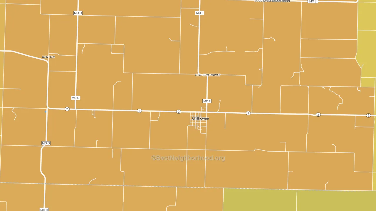 Map of the best neighborhoods in the Old Chilhowee area, with better matches in green and worse matches in red