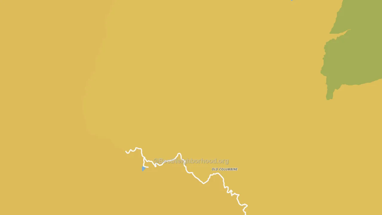 Map of the best neighborhoods in the Old Columbine area, with better matches in green and worse matches in red