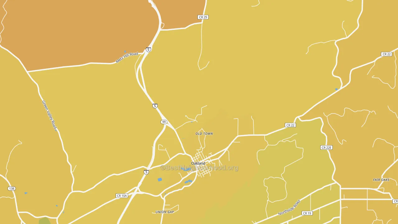 Map of the best neighborhoods in the Old Town area, with better matches in green and worse matches in red