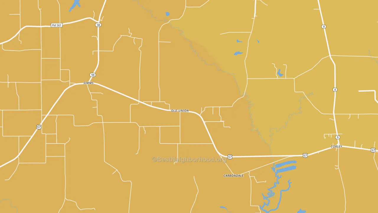 Map of the best neighborhoods in the Old Union area, with better matches in green and worse matches in red