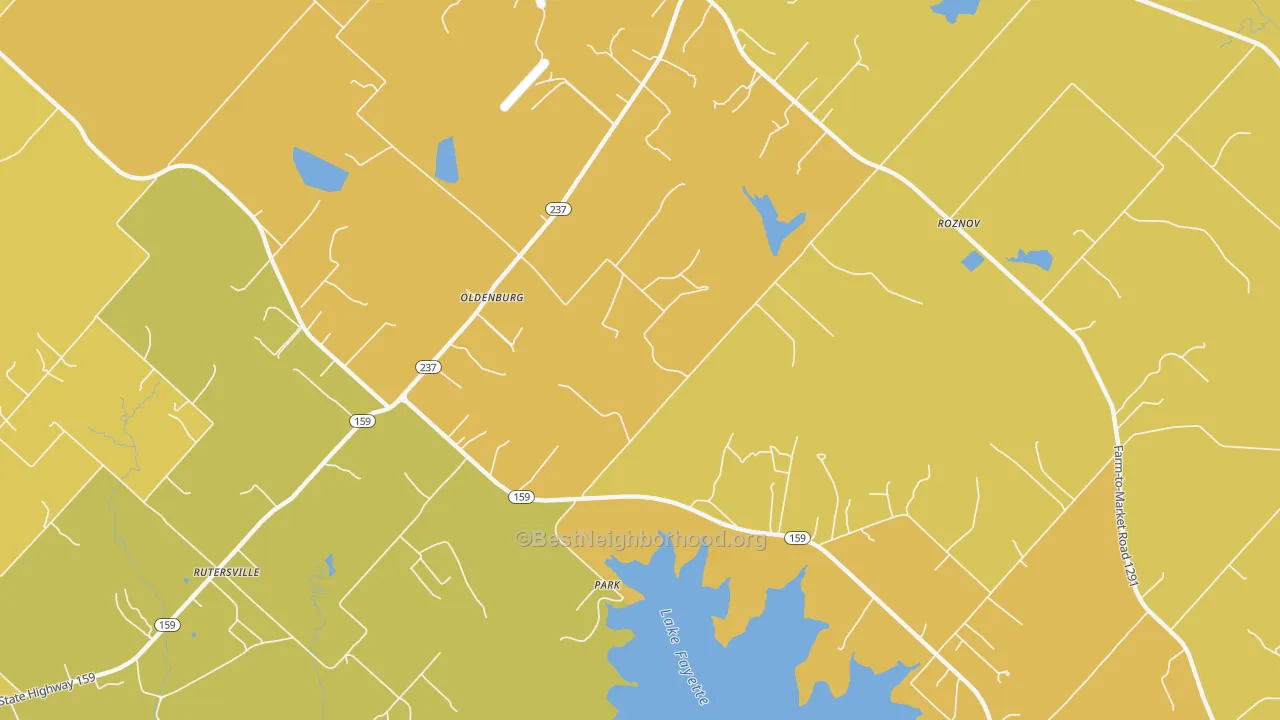 Map of the best neighborhoods in the Oldenburg area, with better matches in green and worse matches in red