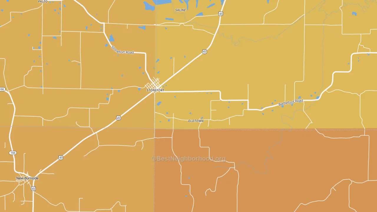 Map of the best neighborhoods in the Oldtown area, with better matches in green and worse matches in red