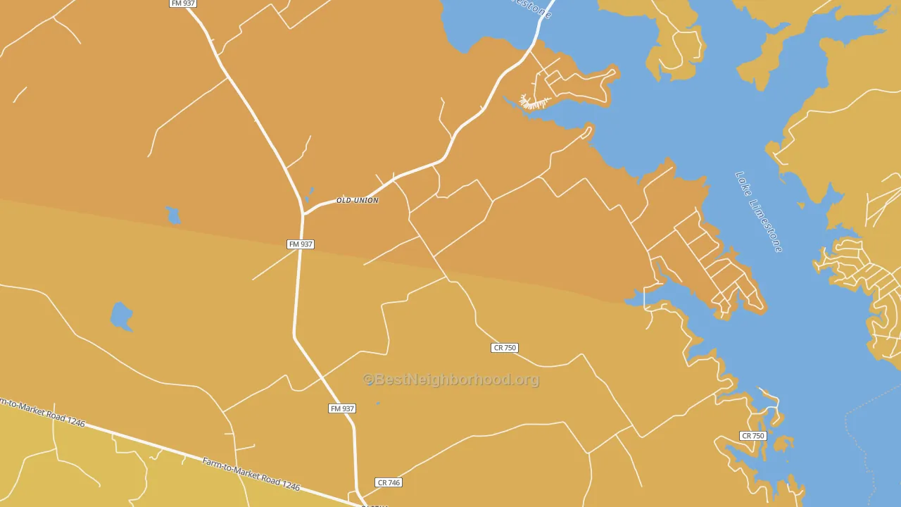 Map of the best neighborhoods in the Oletha area, with better matches in green and worse matches in red