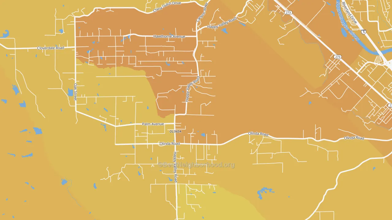 Map of the best neighborhoods in the Olinda area, with better matches in green and worse matches in red