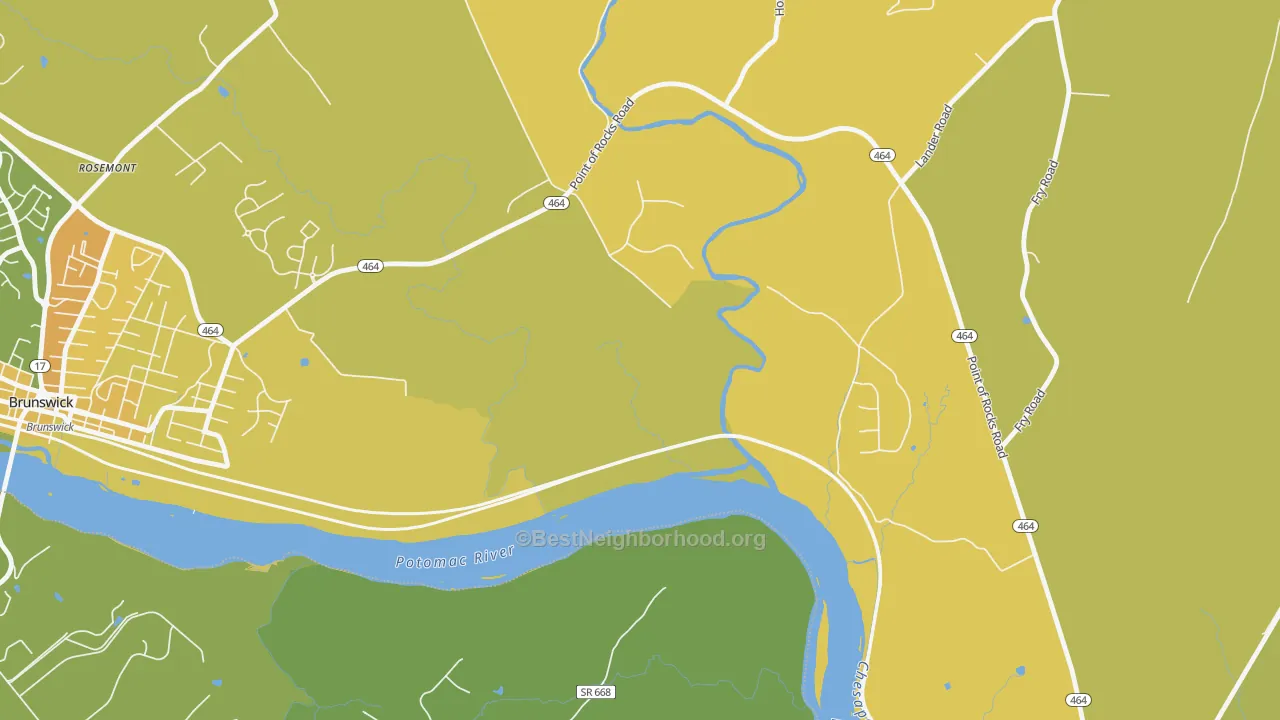 Map of the best neighborhoods in the Olive area, with better matches in green and worse matches in red