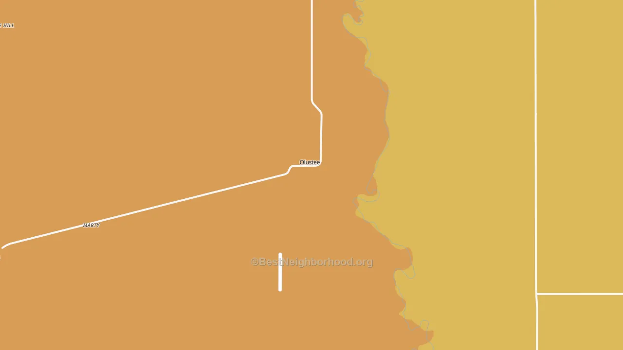 Map of the best neighborhoods in the Olustee area, with better matches in green and worse matches in red
