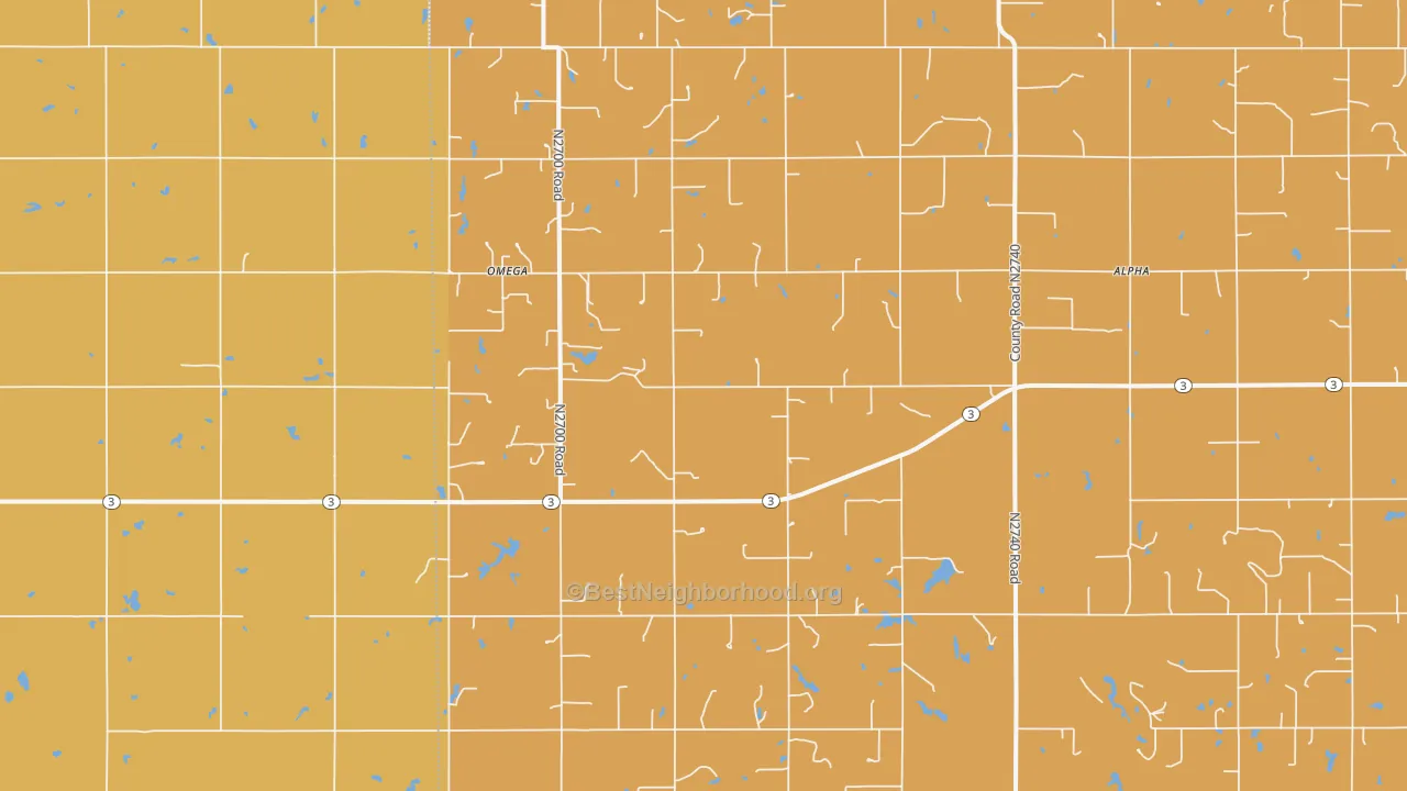 Map of the best neighborhoods in the Omega area, with better matches in green and worse matches in red
