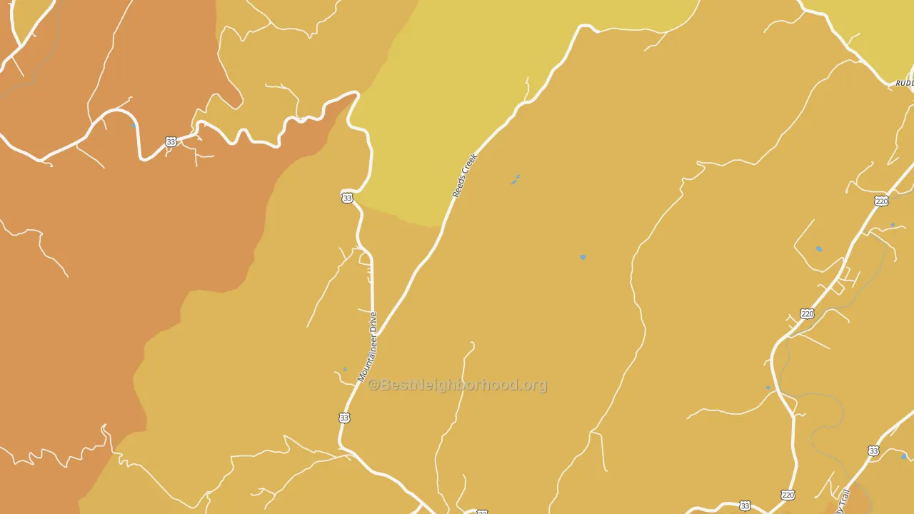 Map of the best neighborhoods in the Onego area, with better matches in green and worse matches in red
