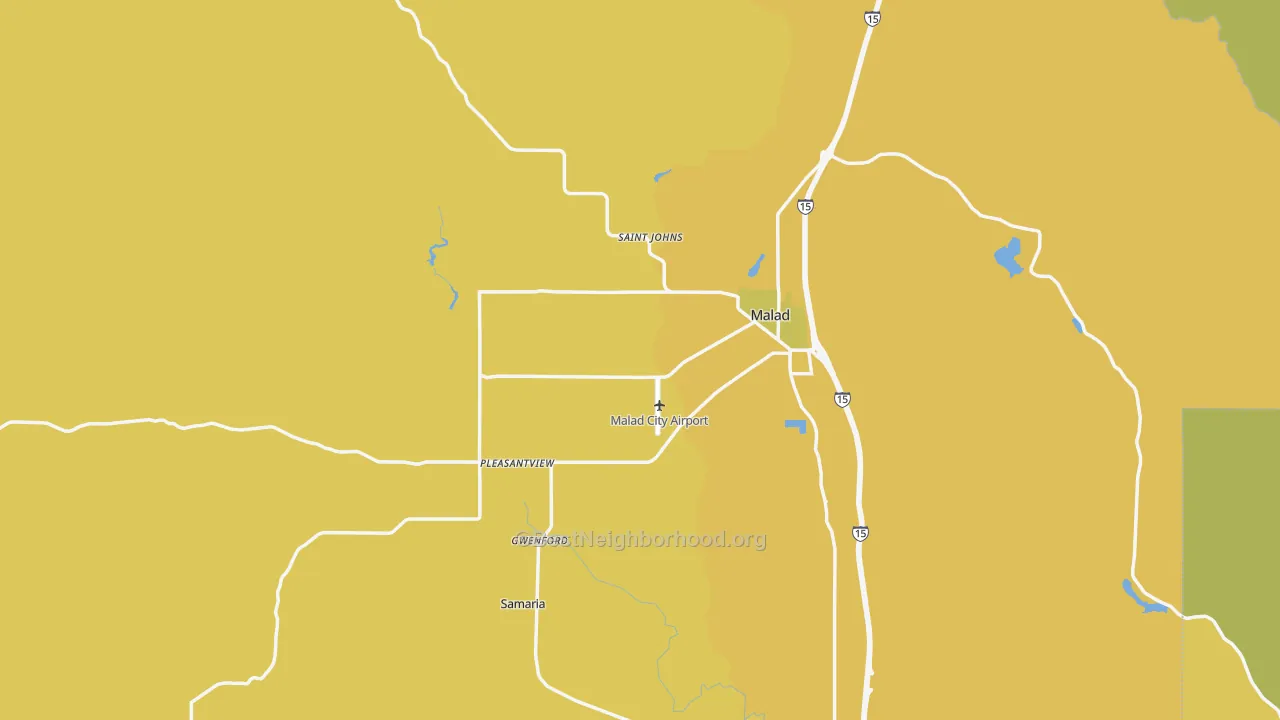 Map of the best neighborhoods in the Oneida County area, with better matches in green and worse matches in red