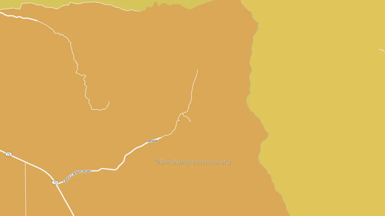 Map of the best neighborhoods in the Ophir area, with better matches in green and worse matches in red
