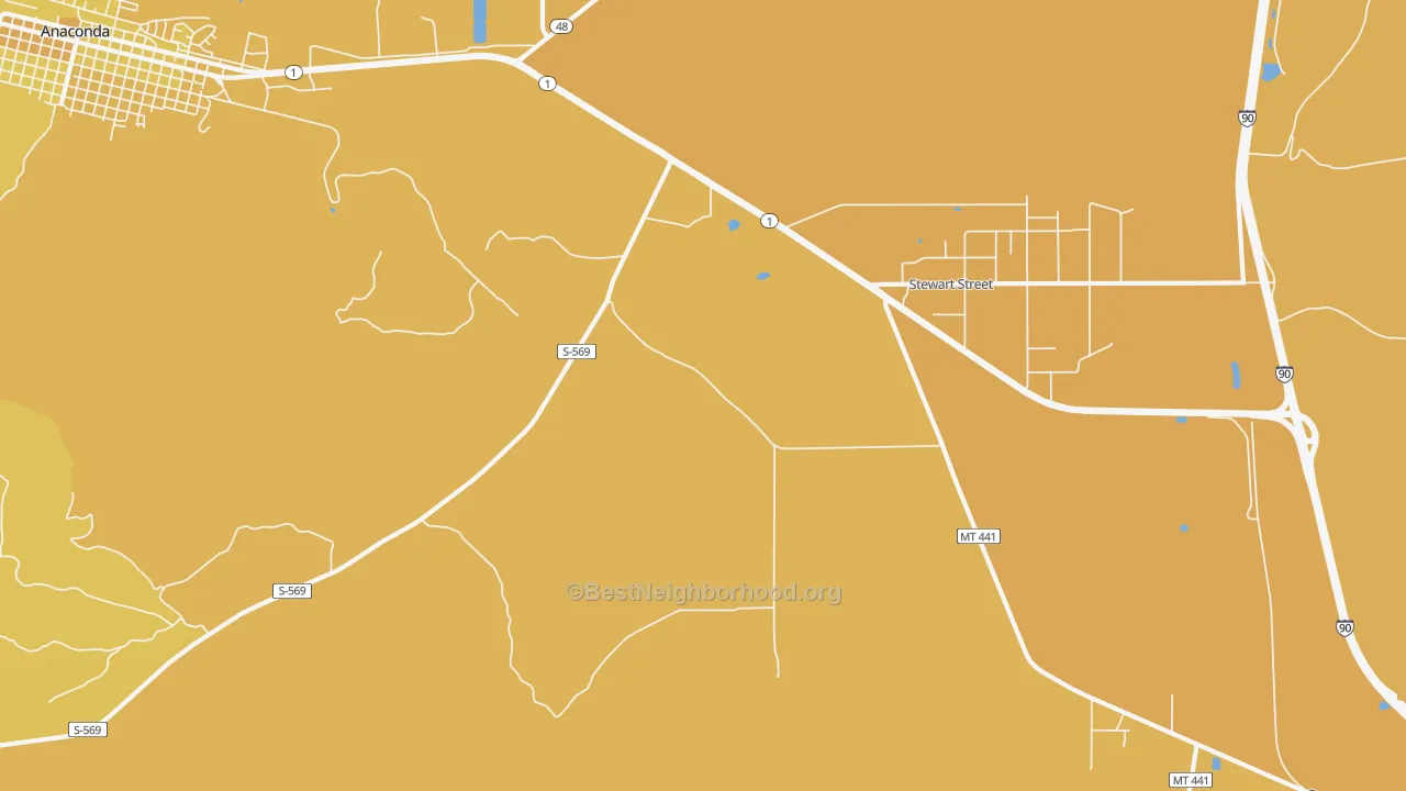 Map of the best neighborhoods in the Opportunity area, with better matches in green and worse matches in red