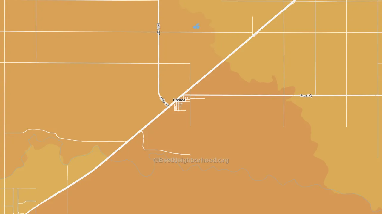 Map of the best neighborhoods in the Optima area, with better matches in green and worse matches in red