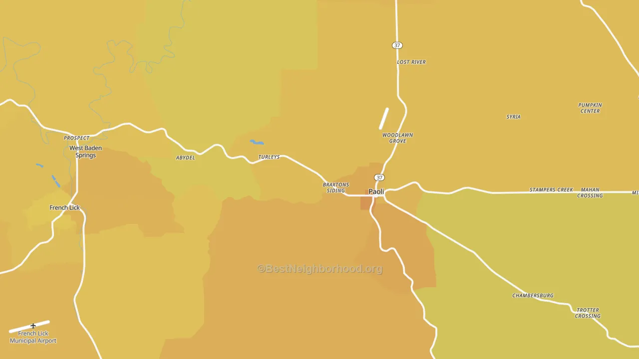 Map of the best neighborhoods in the Orange County area, with better matches in green and worse matches in red