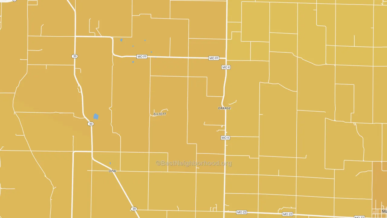 Map of the best neighborhoods in the Orange area, with better matches in green and worse matches in red