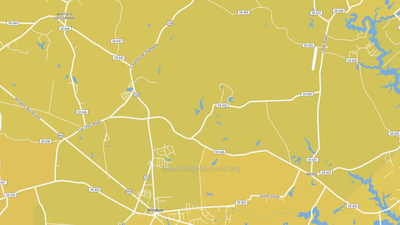 Map of the best neighborhoods in the Orbit area, with better matches in green and worse matches in red