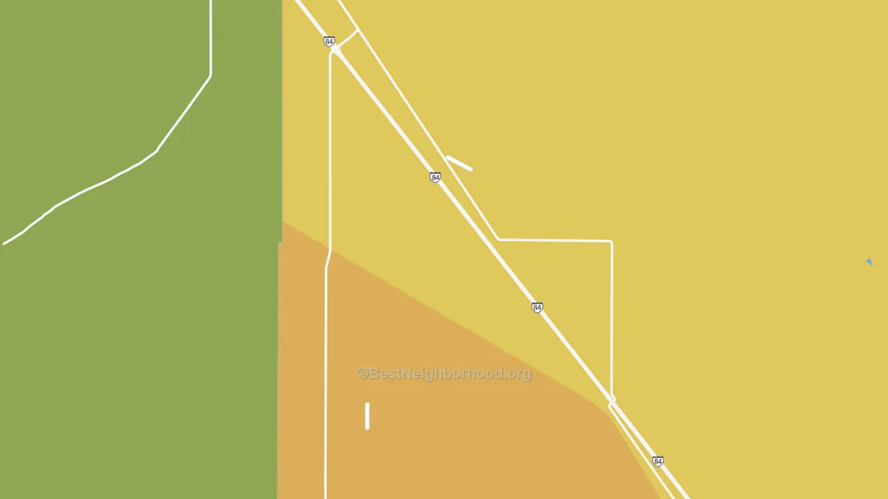 Map of the best neighborhoods in the Orchard area, with better matches in green and worse matches in red