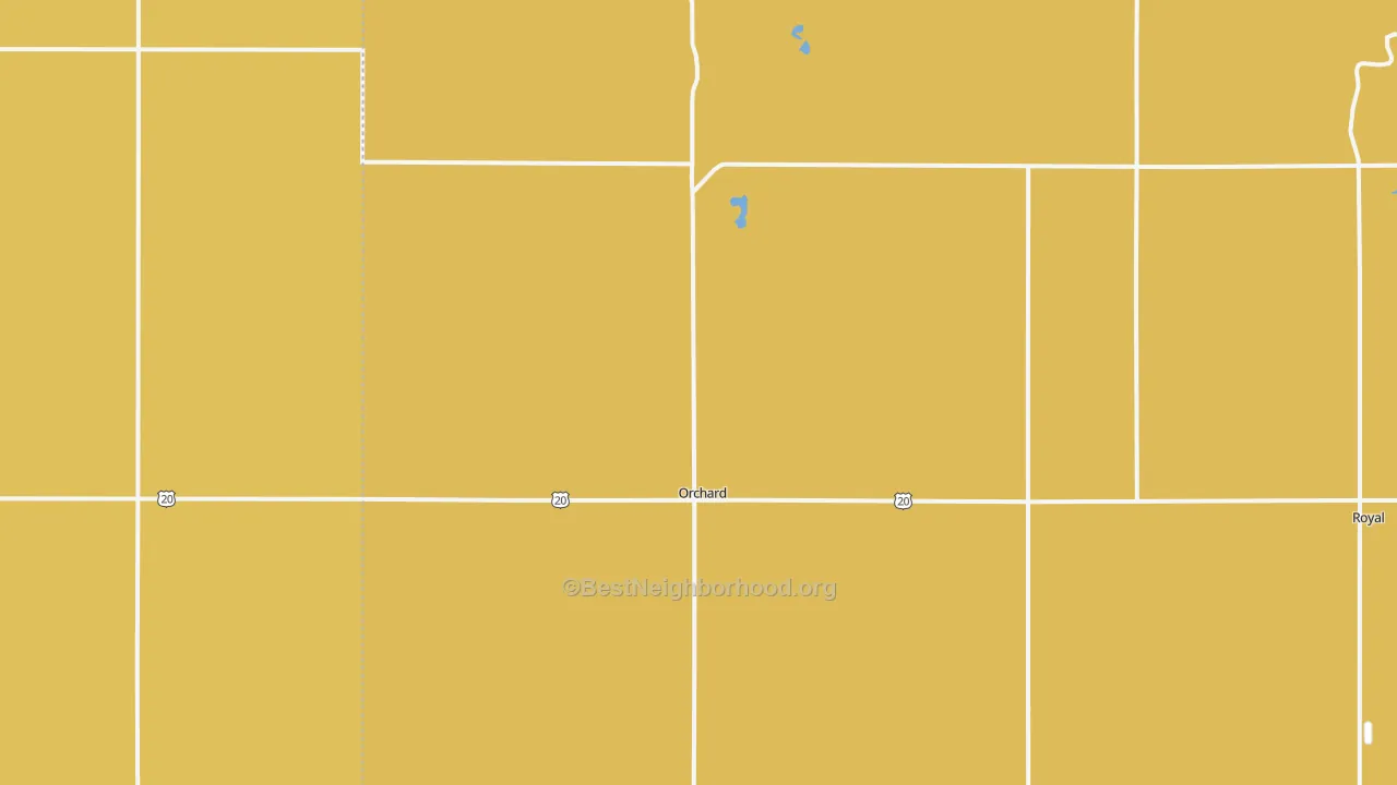 Map of the best neighborhoods in the Orchard area, with better matches in green and worse matches in red