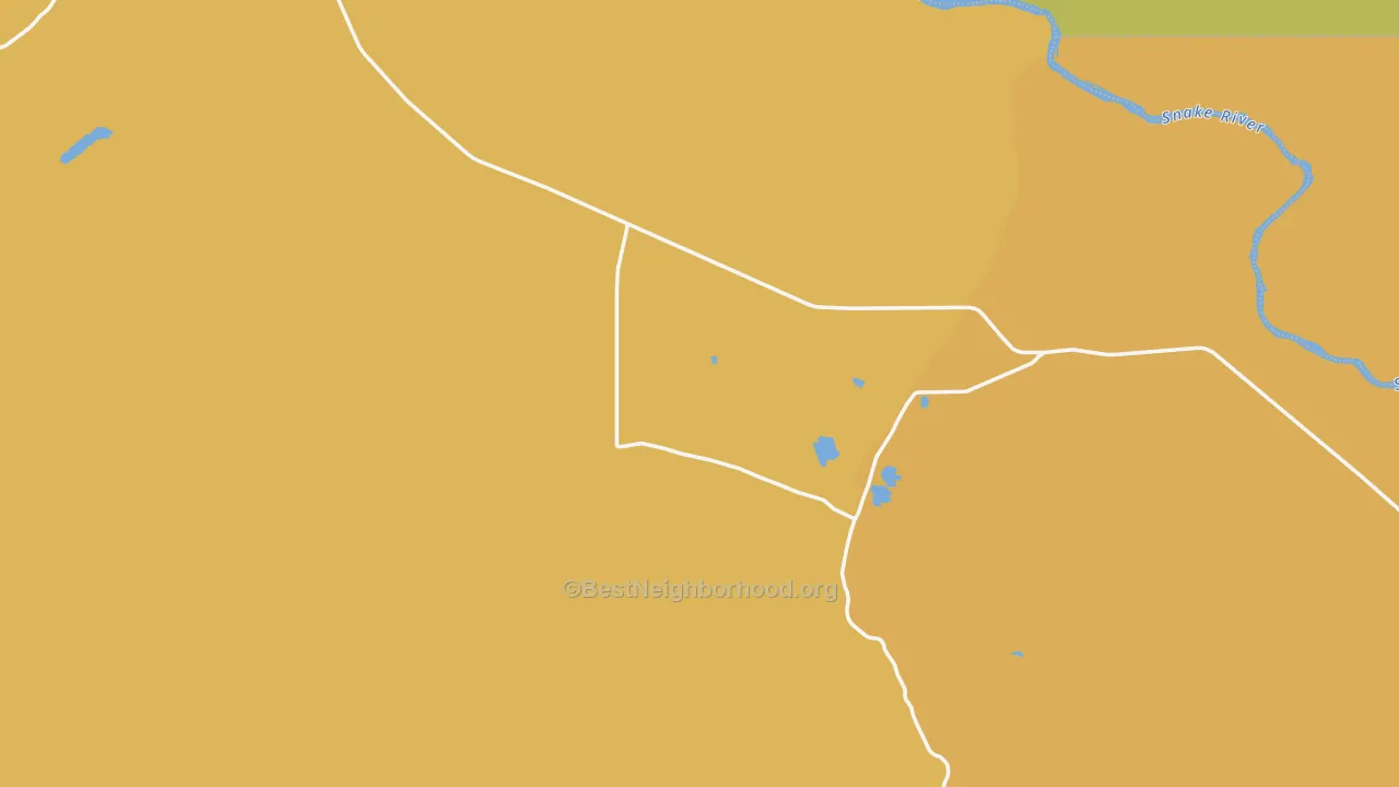 Map of the best neighborhoods in the Oreana area, with better matches in green and worse matches in red