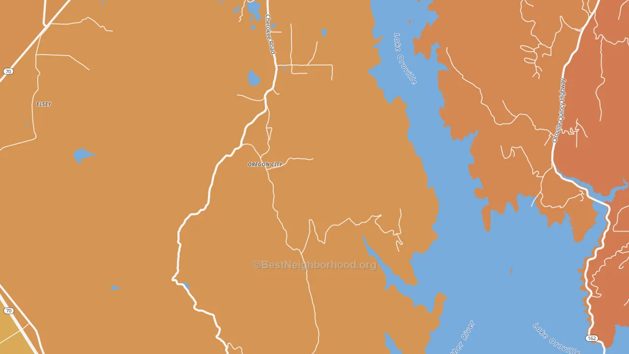 Map of the best neighborhoods in the Oregon City area, with better matches in green and worse matches in red