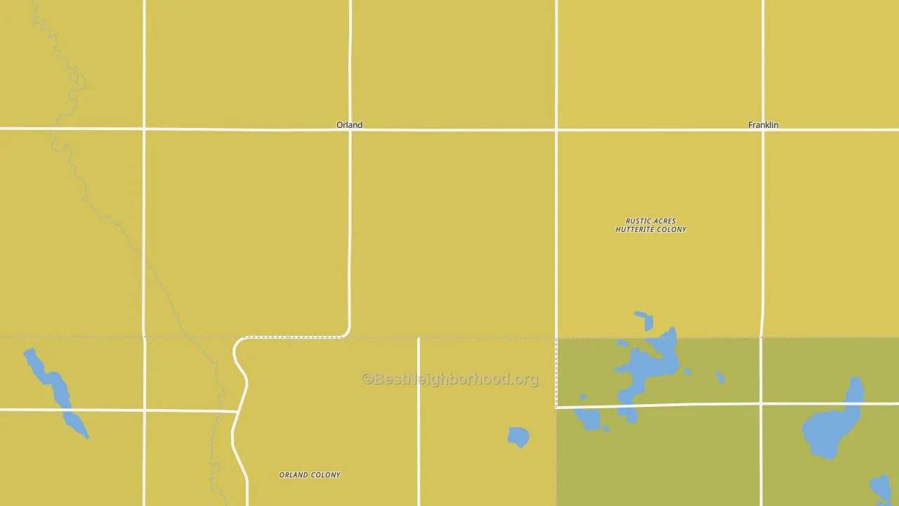 Map of the best neighborhoods in the Orland area, with better matches in green and worse matches in red