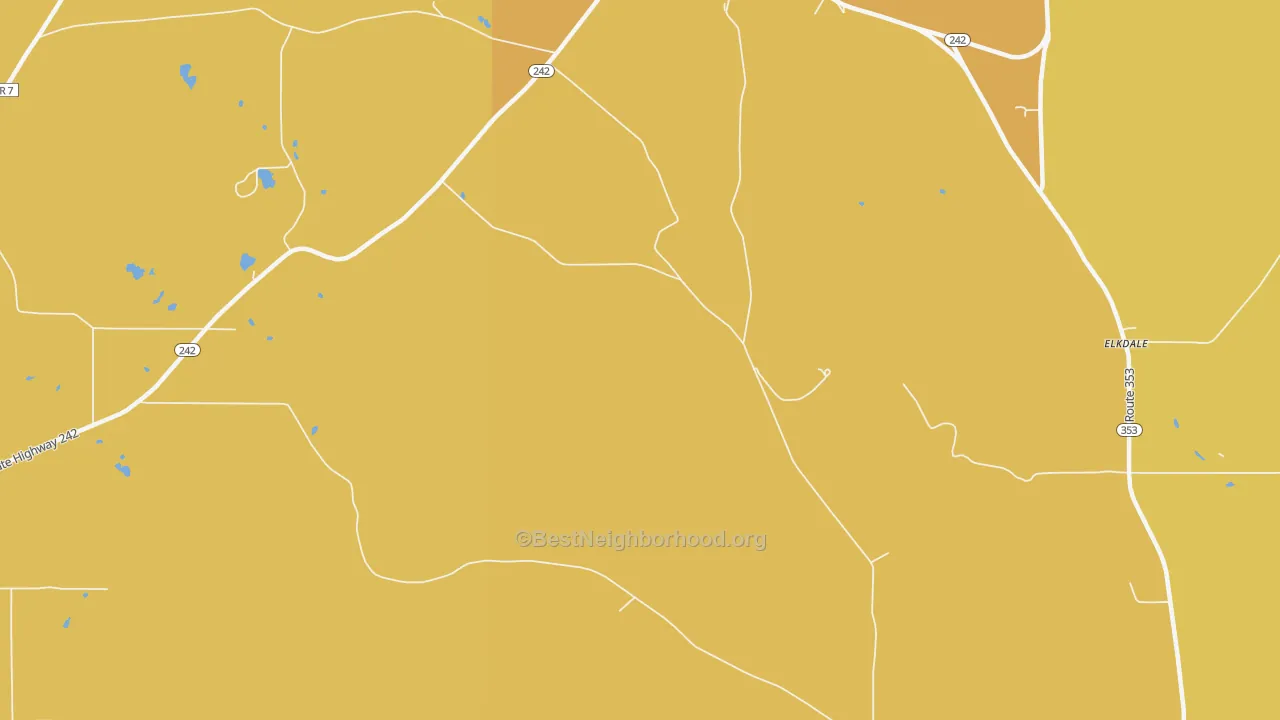 Map of the best neighborhoods in the Orlando area, with better matches in green and worse matches in red