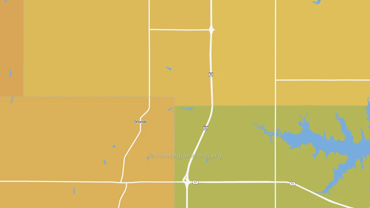 Map of the best neighborhoods in the Orlando area, with better matches in green and worse matches in red