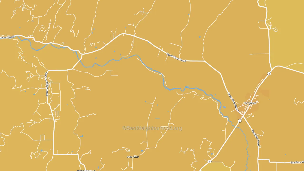 Map of the best neighborhoods in the Oro Fino area, with better matches in green and worse matches in red